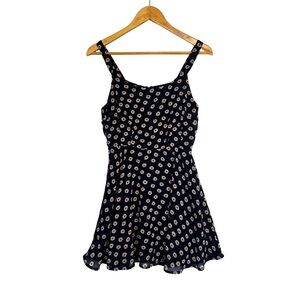 Lucca Couture Daisy Dear Navy Blue Fand White Floral Mini Dress